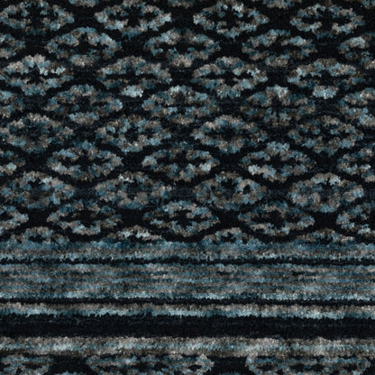 Capella Medallion Blue/ Blue Oriental Cut Pile Rug