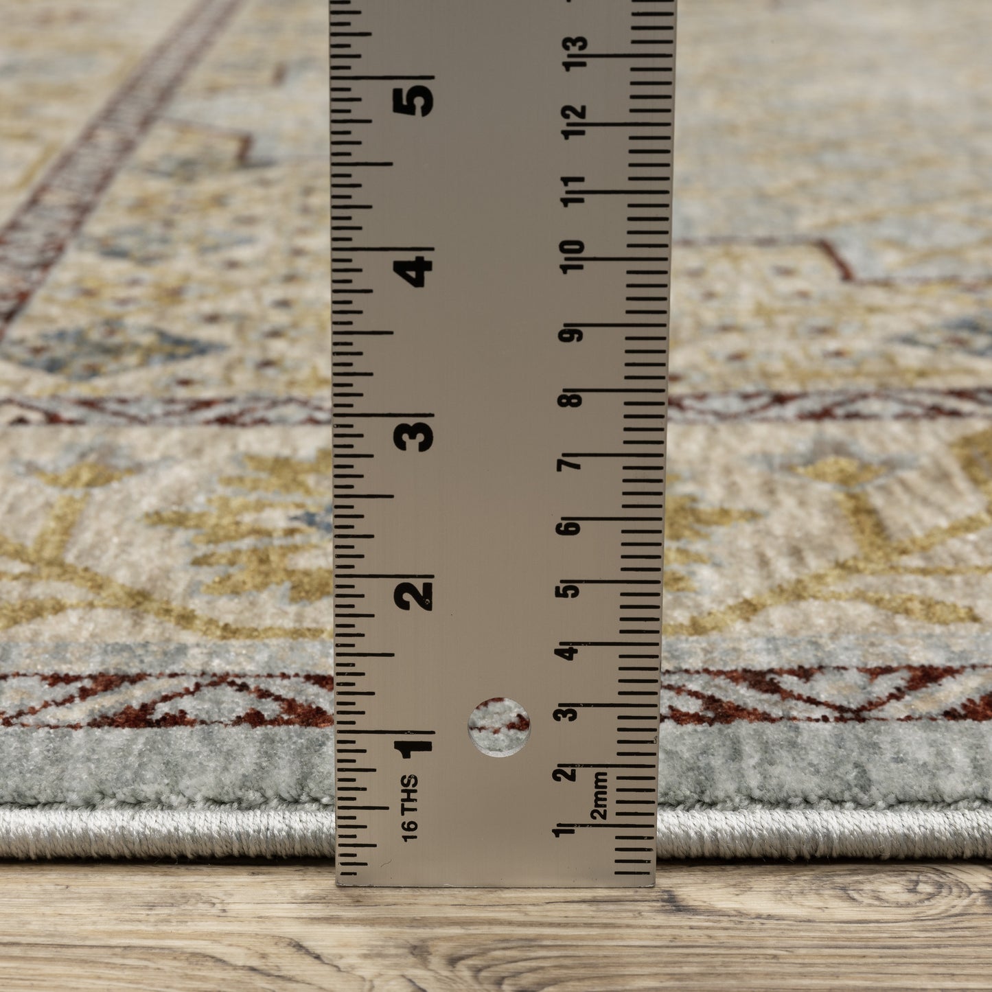 Capella Geometric Blue/ Gold Floral Cut Pile Rug