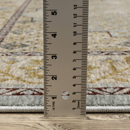 Capella Geometric Blue/ Gold Floral Cut Pile Rug