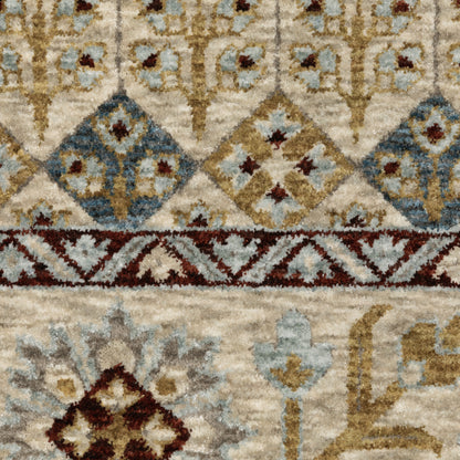 Capella Geometric Blue/ Gold Floral Cut Pile Rug