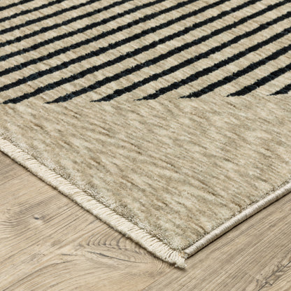 Capella Geometric Beige/ Blue Cut Pile Rug