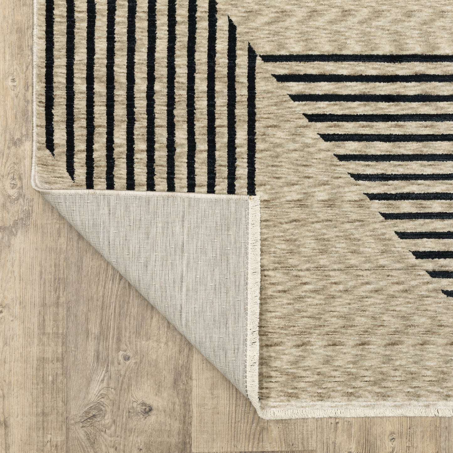 Capella Geometric Beige/ Blue Cut Pile Rug