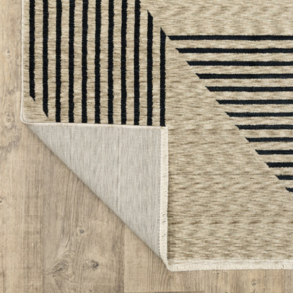 Capella Geometric Beige/ Blue Cut Pile Rug