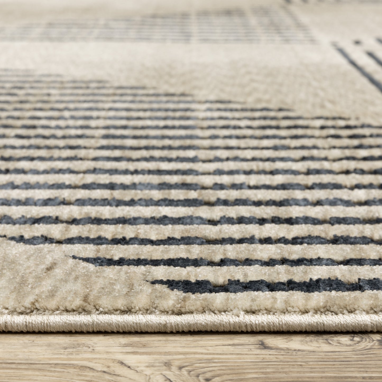 Capella Geometric Beige/ Blue Cut Pile Rug