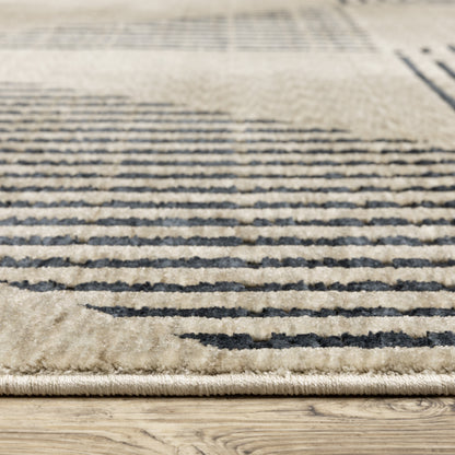 Capella Geometric Beige/ Blue Cut Pile Rug