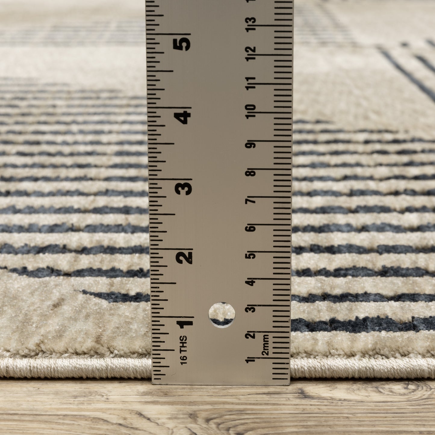 Capella Geometric Beige/ Blue Cut Pile Rug