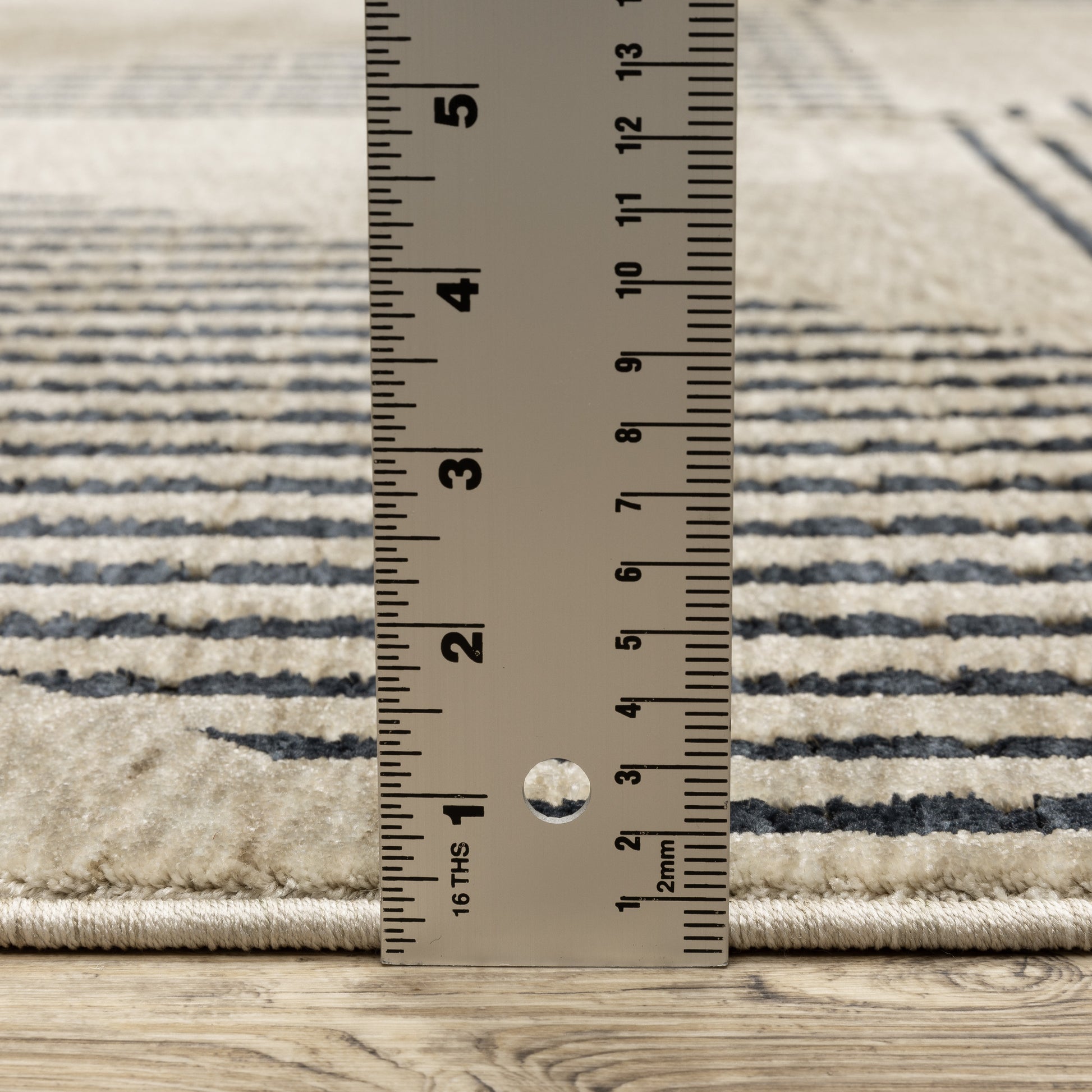 Capella Geometric Beige/ Blue Cut Pile Rug