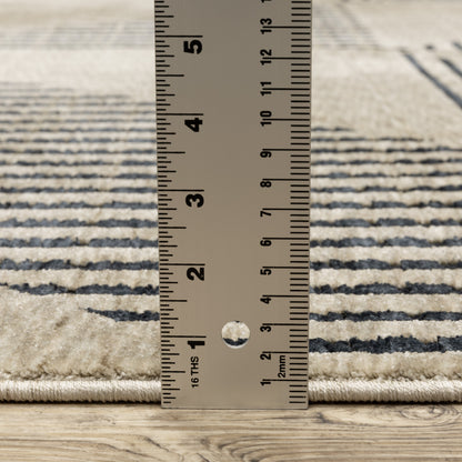 Capella Geometric Beige/ Blue Cut Pile Rug