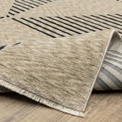 Capella Geometric Beige/ Blue Cut Pile Rug