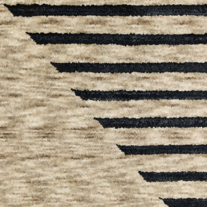 Capella Geometric Beige/ Blue Cut Pile Rug