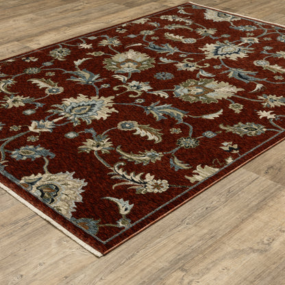 Capella Oriental Red/ Multi Floral Cut Pile Rug