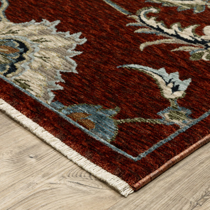 Capella Oriental Red/ Multi Floral Cut Pile Rug