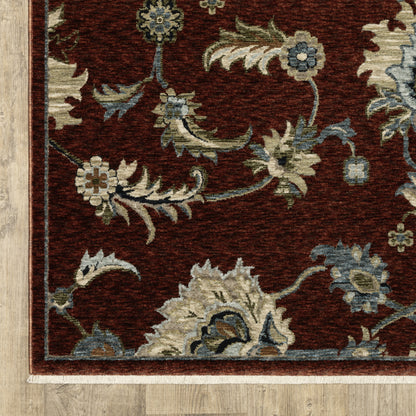Capella Oriental Red/ Multi Floral Cut Pile Rug
