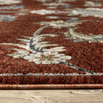 Capella Oriental Red/ Multi Floral Cut Pile Rug