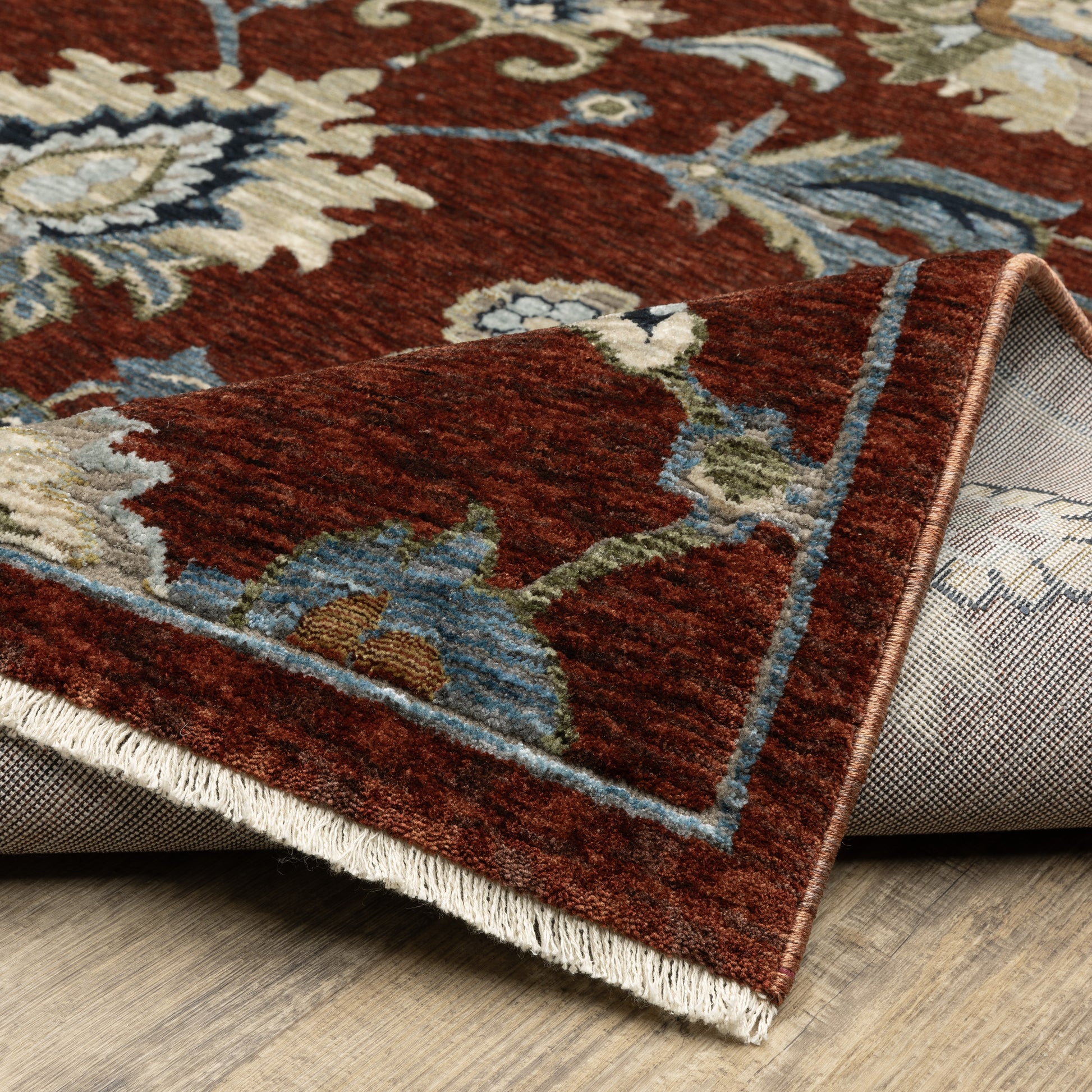 Capella Oriental Red/ Multi Floral Cut Pile Rug