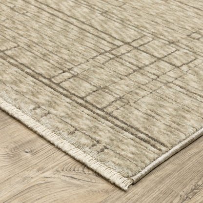 Capella Distressed Beige/ Brown Geometric Cut Pile Rug