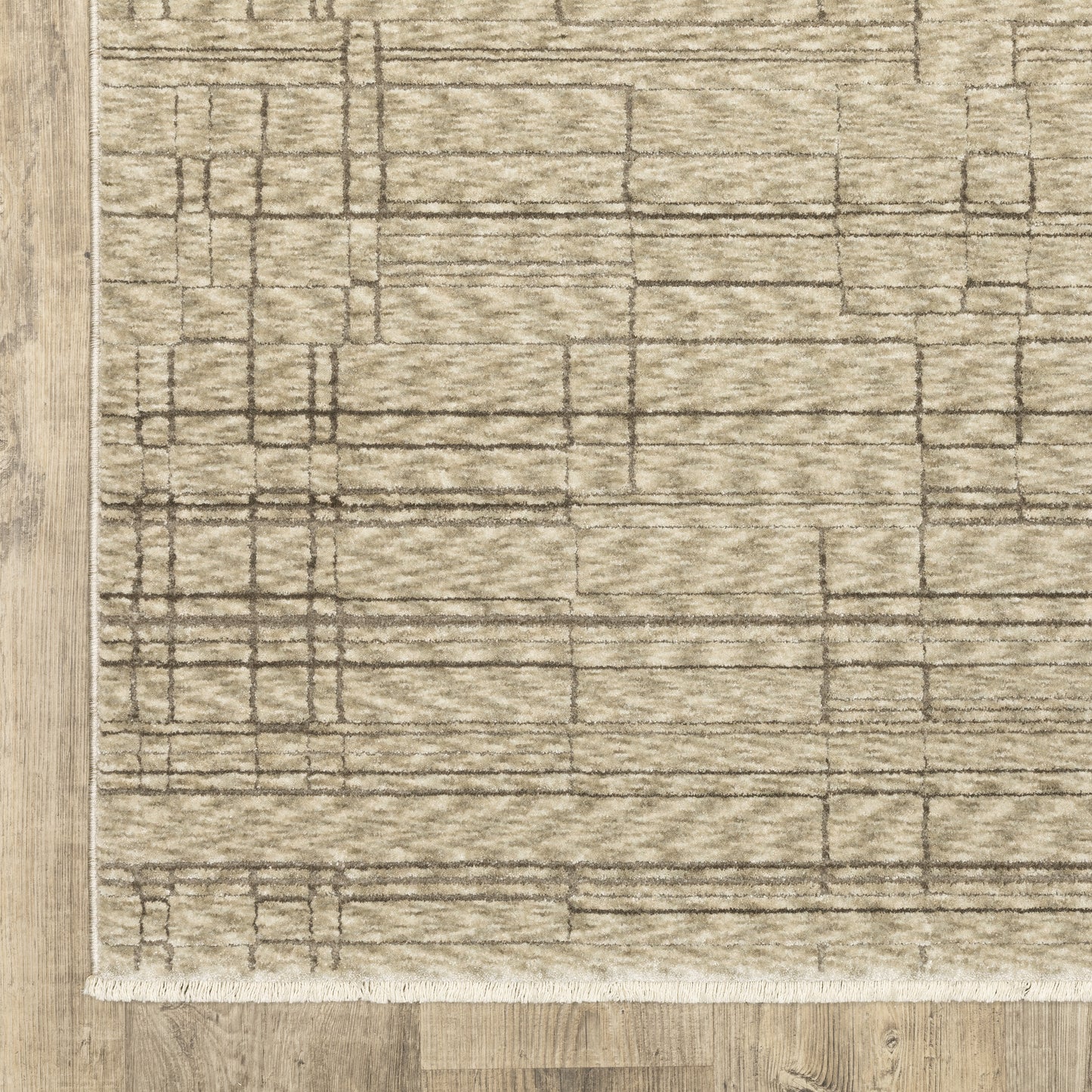 Capella Distressed Beige/ Brown Geometric Cut Pile Rug