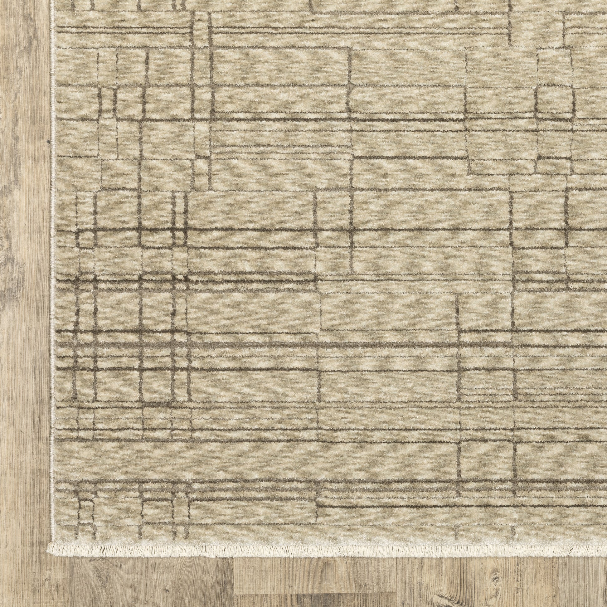 Capella Distressed Beige/ Brown Geometric Cut Pile Rug
