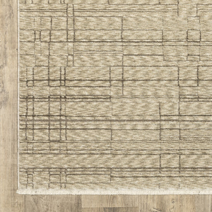 Capella Distressed Beige/ Brown Geometric Cut Pile Rug