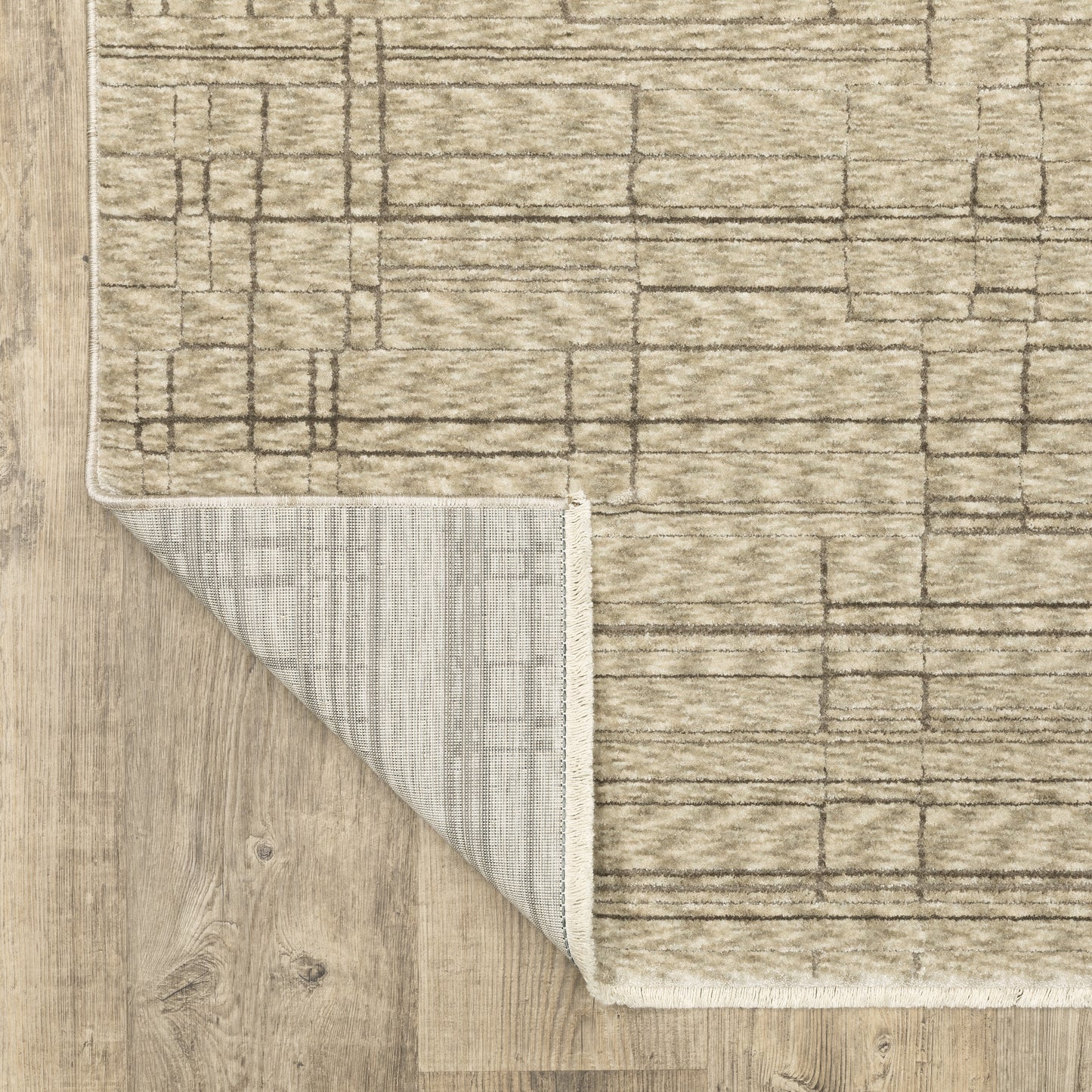 Capella Distressed Beige/ Brown Geometric Cut Pile Rug
