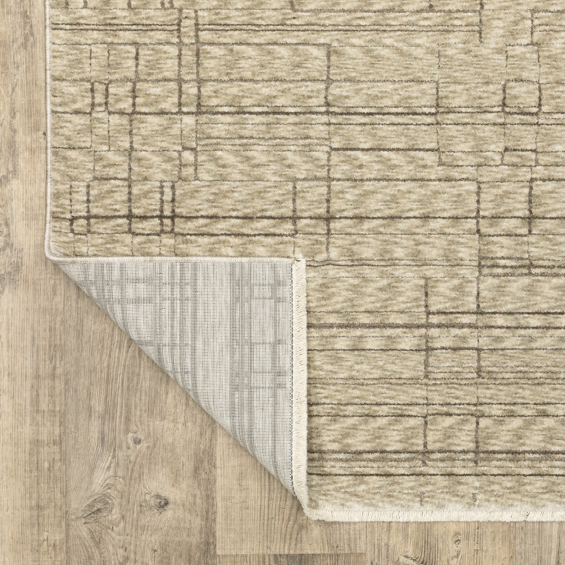 Capella Distressed Beige/ Brown Geometric Cut Pile Rug