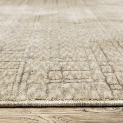 Capella Distressed Beige/ Brown Geometric Cut Pile Rug