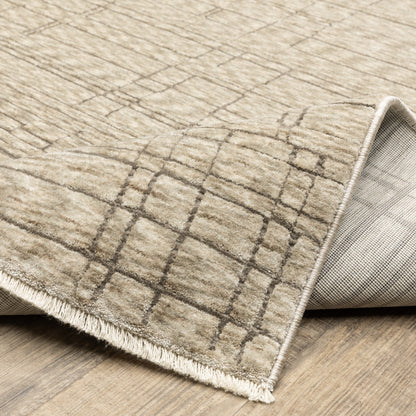 Capella Distressed Beige/ Brown Geometric Cut Pile Rug