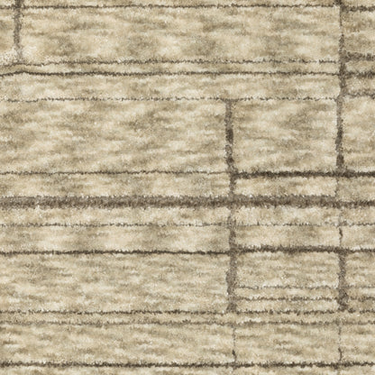 Capella Distressed Beige/ Brown Geometric Cut Pile Rug