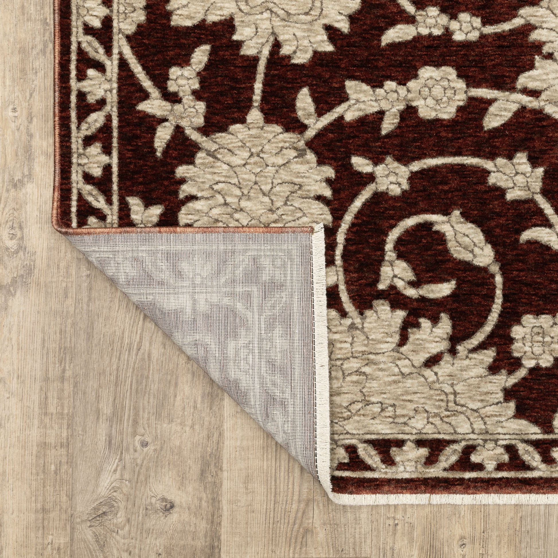 Capella Floral Red/ Beige Oriental Cut Pile Rug