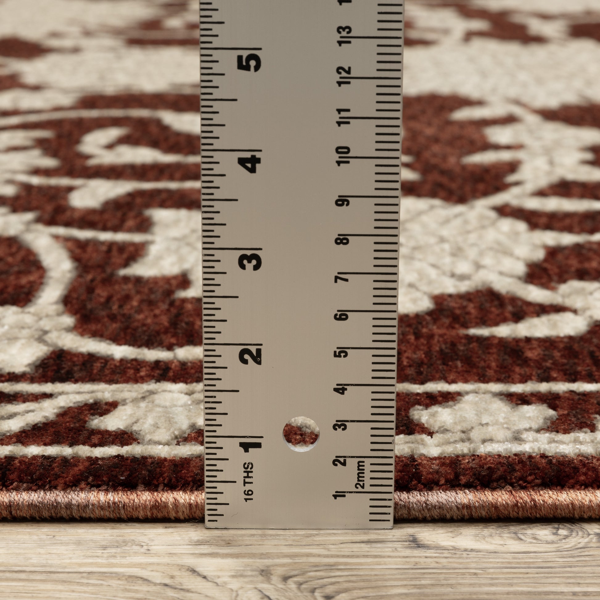 Capella Floral Red/ Beige Oriental Cut Pile Rug
