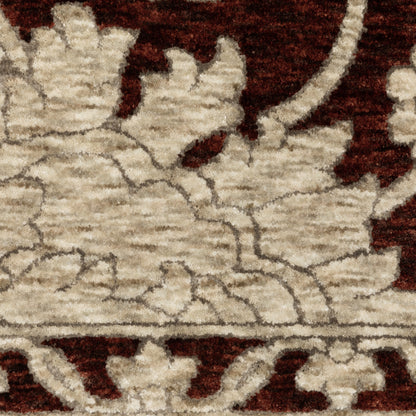Capella Floral Red/ Beige Oriental Cut Pile Rug