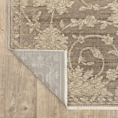 Capella Floral Grey/ Beige Oriental Cut Pile Rug