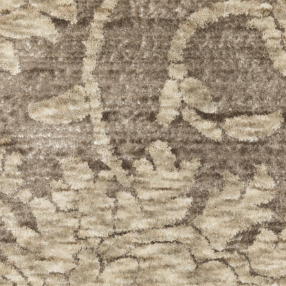 Capella Floral Grey/ Beige Oriental Cut Pile Rug