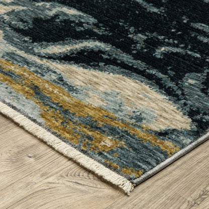 Capella Abstract Blue/ Blue Cut Pile Rug
