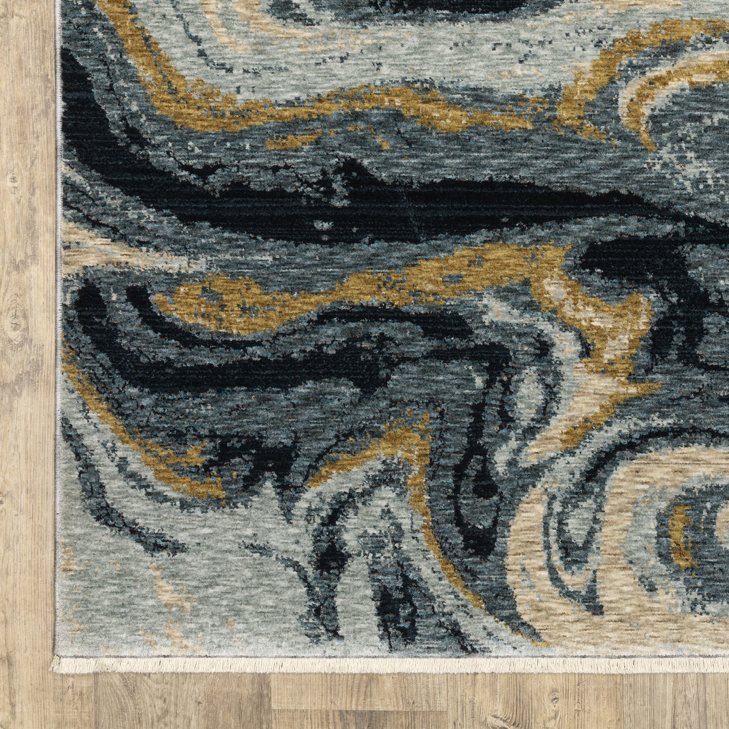 Capella Abstract Blue/ Blue Cut Pile Rug