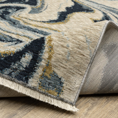 Capella Abstract Blue/ Blue Cut Pile Rug