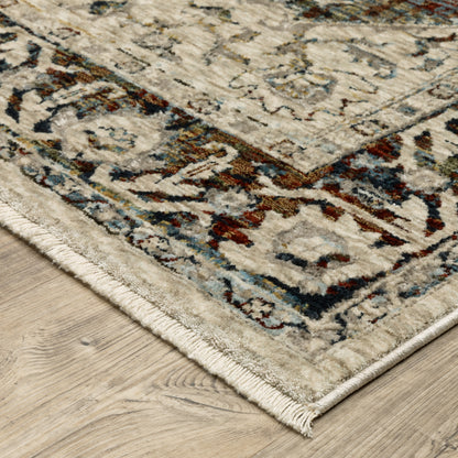 Capella Medallion Beige/ Multi Oriental Cut Pile Rug