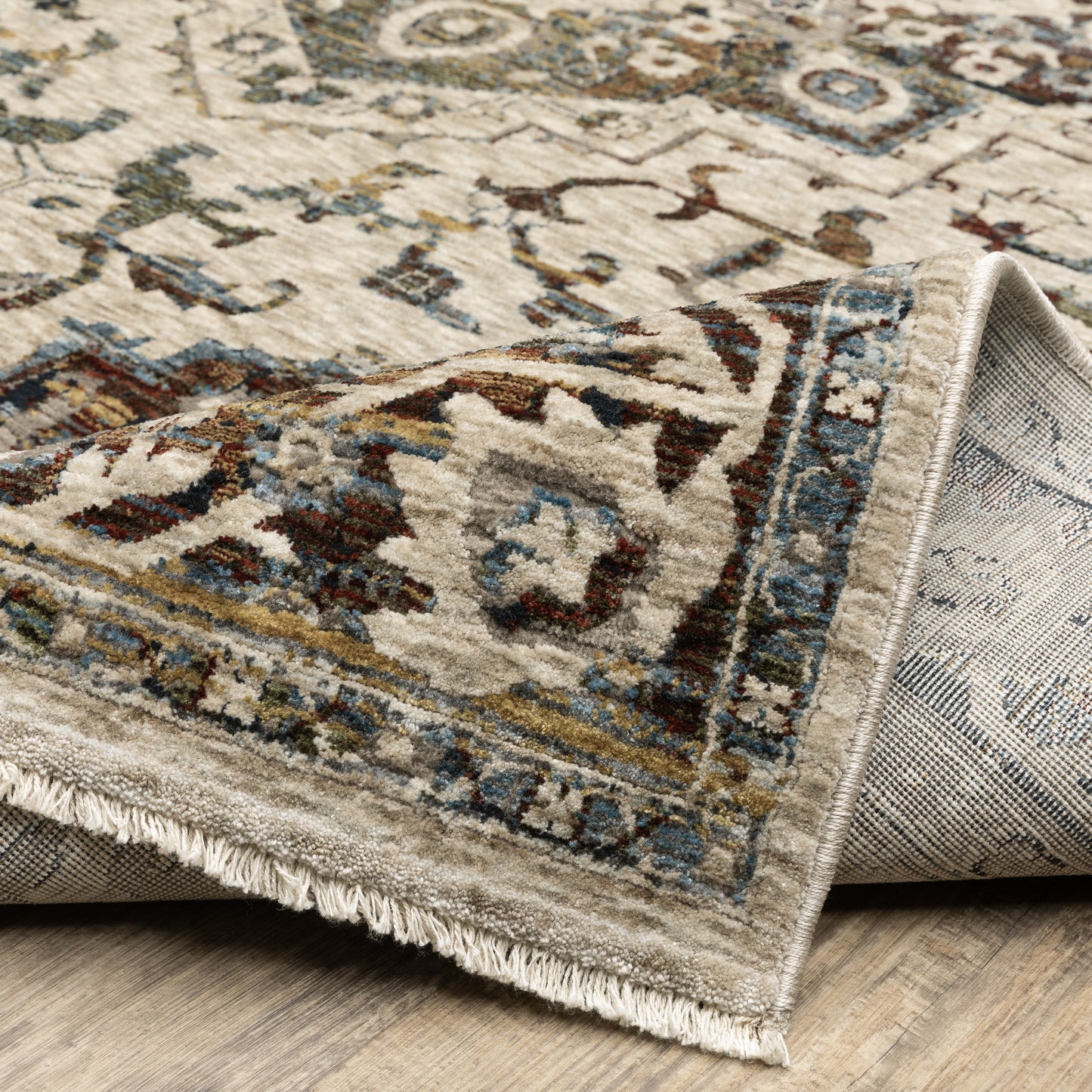 Capella Medallion Beige/ Multi Oriental Cut Pile Rug