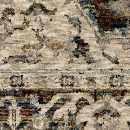 Capella Medallion Beige/ Multi Oriental Cut Pile Rug