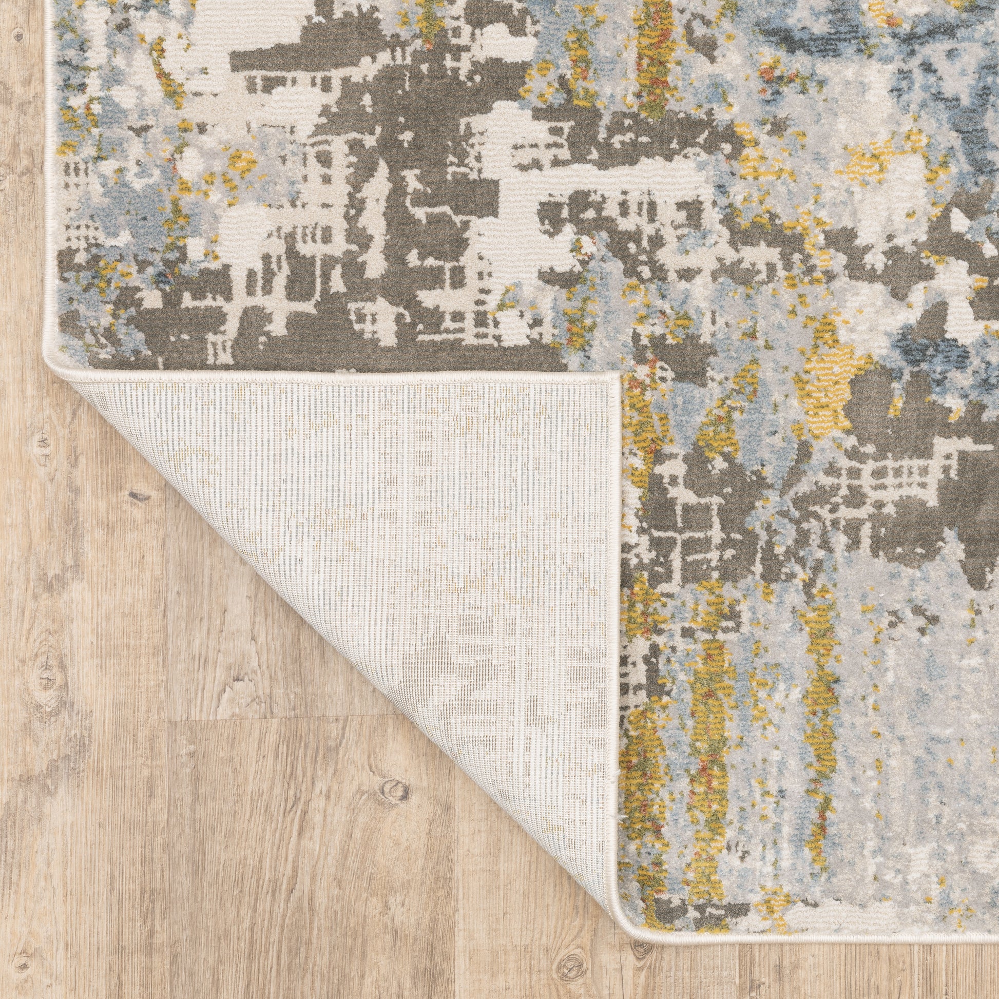 Caravan Abstract Beige/ Blue Cut Pile Rug