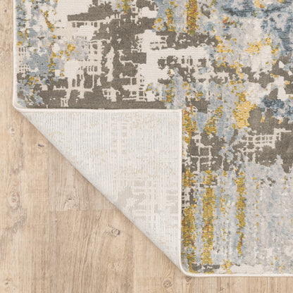 Caravan Abstract Beige/ Blue Cut Pile Rug