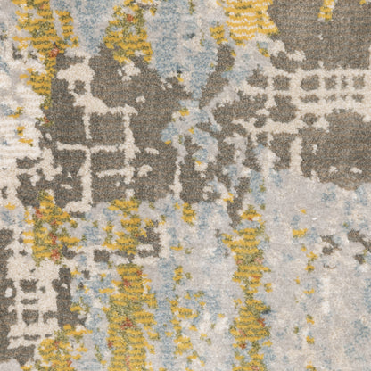 Caravan Abstract Beige/ Blue Cut Pile Rug