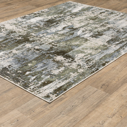 Caravan Abstract Green/ Blue Cut Pile Rug