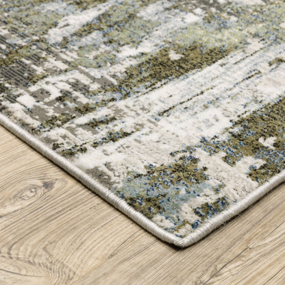 Caravan Abstract Green/ Blue Cut Pile Rug