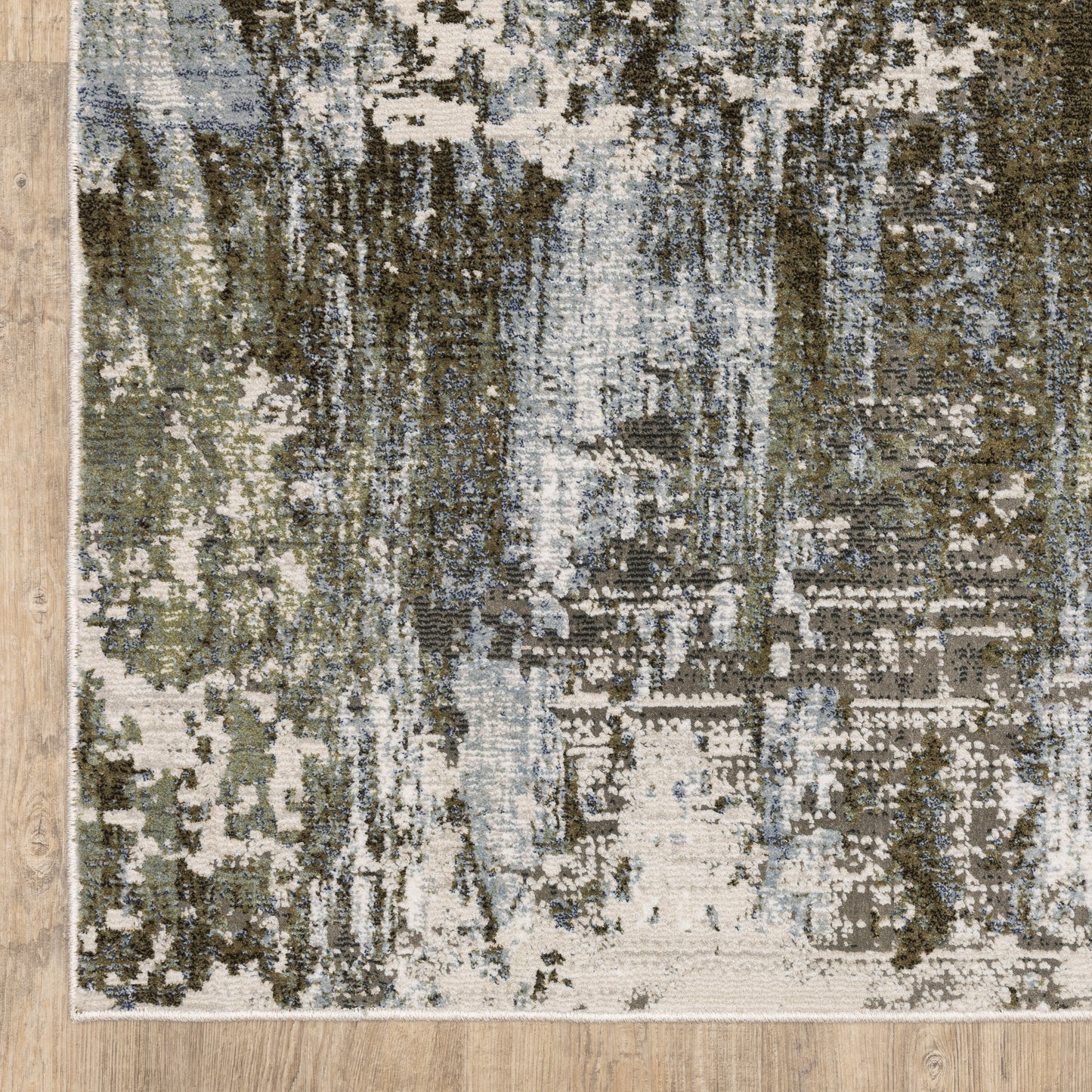 Caravan Abstract Green/ Blue Cut Pile Rug