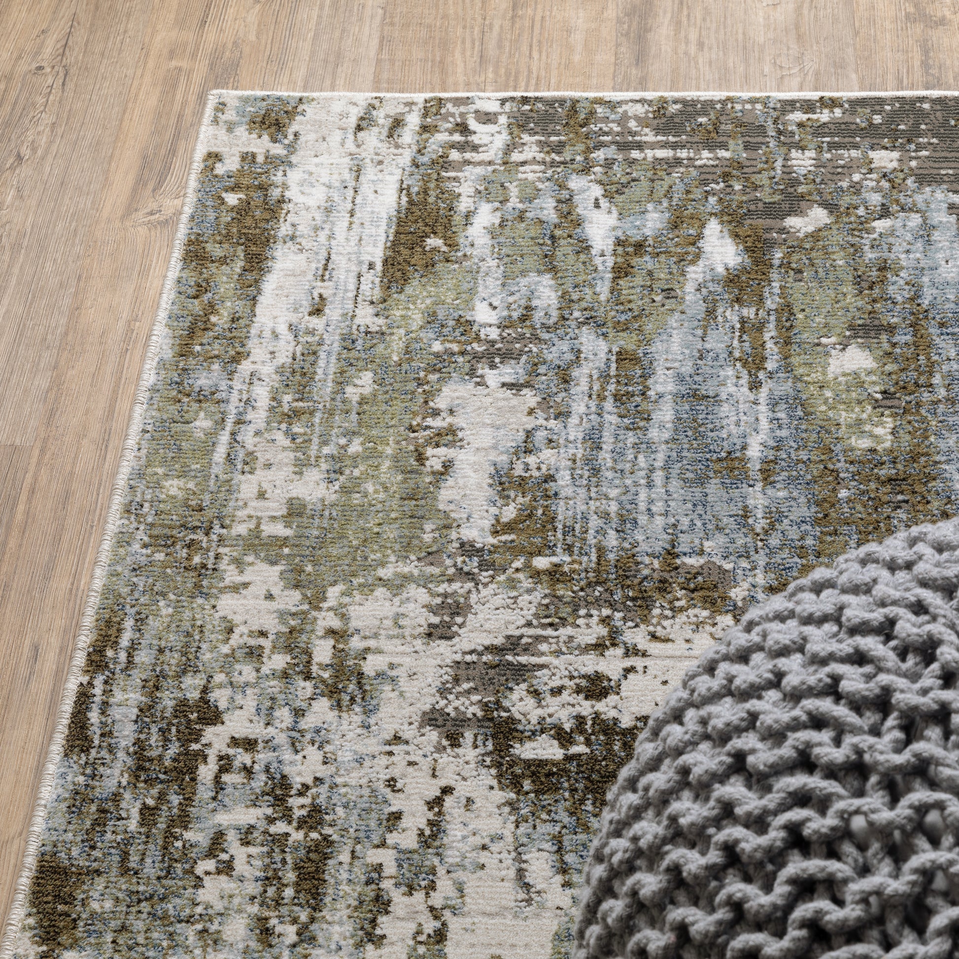 Caravan Abstract Green/ Blue Cut Pile Rug