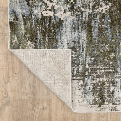 Caravan Abstract Green/ Blue Cut Pile Rug