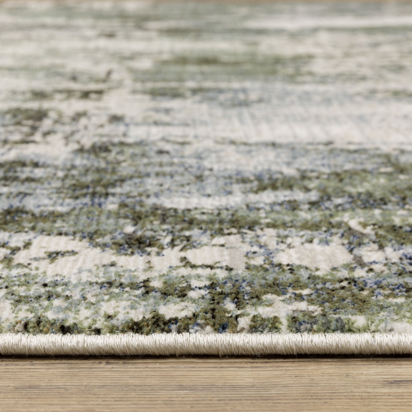 Caravan Abstract Green/ Blue Cut Pile Rug