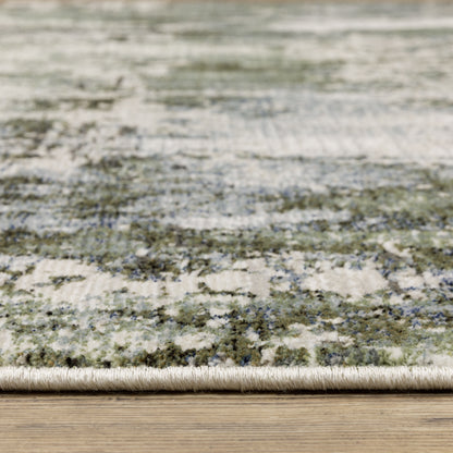 Caravan Abstract Green/ Blue Cut Pile Rug