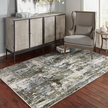 Caravan Abstract Green/ Blue Cut Pile Rug